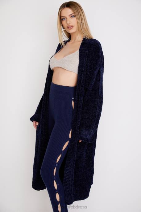 House of CB Celine Navy Chenille Slouchy Cardigan Clothing 4H6N1044