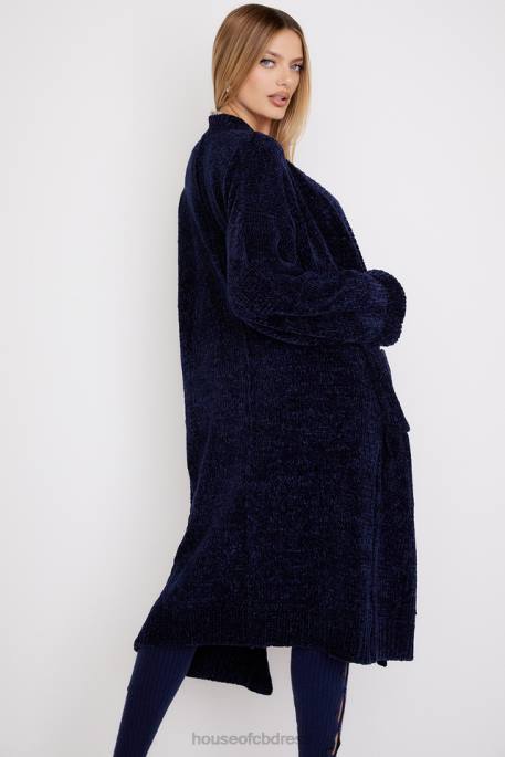House of CB Celine Navy Chenille Slouchy Cardigan Clothing 4H6N1044