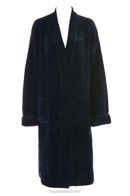 House of CB Celine Navy Chenille Slouchy Cardigan Clothing 4H6N1044