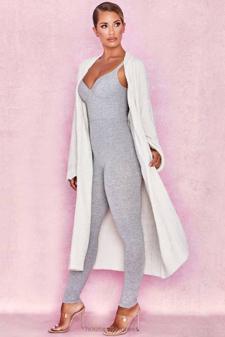 House of CB Celine Off White Chenille Slouchy Cardigan Clothing 4H6N1054