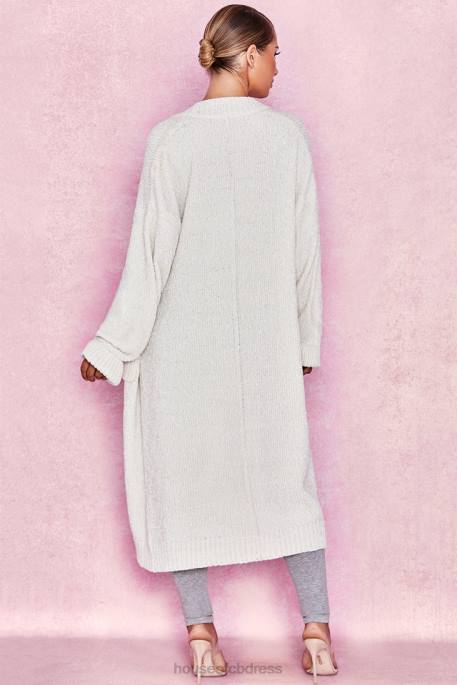 House of CB Celine Off White Chenille Slouchy Cardigan Clothing 4H6N1054