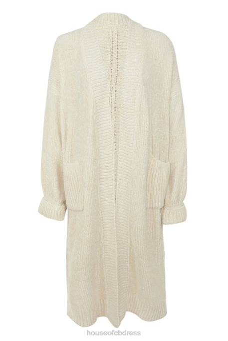 House of CB Celine Off White Chenille Slouchy Cardigan Clothing 4H6N1054