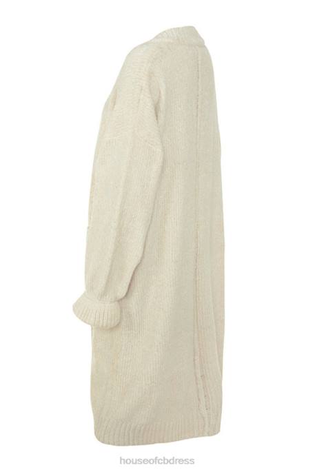 House of CB Celine Off White Chenille Slouchy Cardigan Clothing 4H6N1054