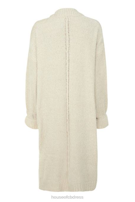 House of CB Celine Off White Chenille Slouchy Cardigan Clothing 4H6N1054