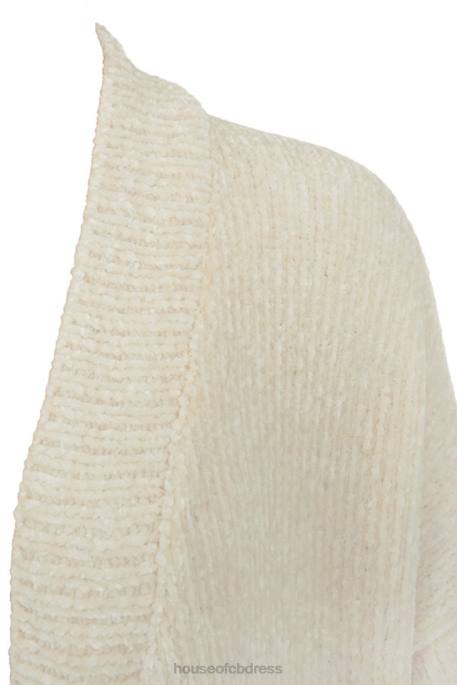 House of CB Celine Off White Chenille Slouchy Cardigan Clothing 4H6N1054