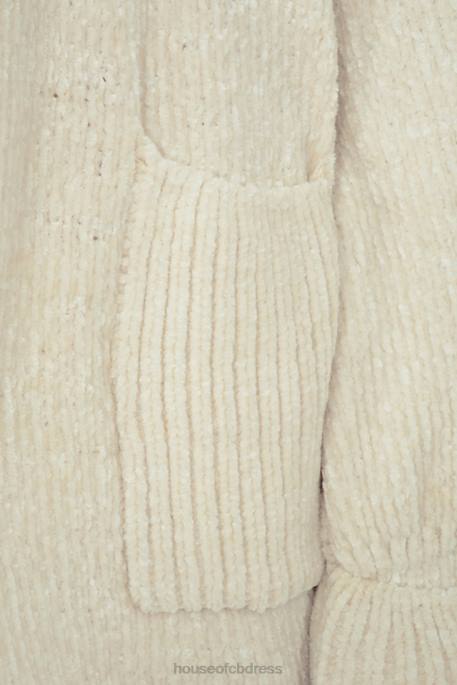 House of CB Celine Off White Chenille Slouchy Cardigan Clothing 4H6N1054