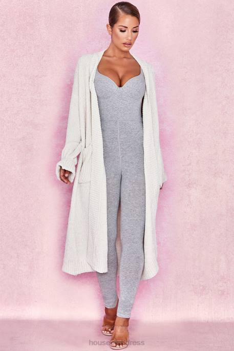 House of CB Celine Off White Chenille Slouchy Cardigan Clothing 4H6N1054