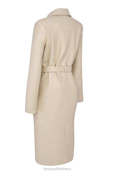 House of CB Ariel Beige Vegan Leather Trench Coat Clothing 4H6N1030