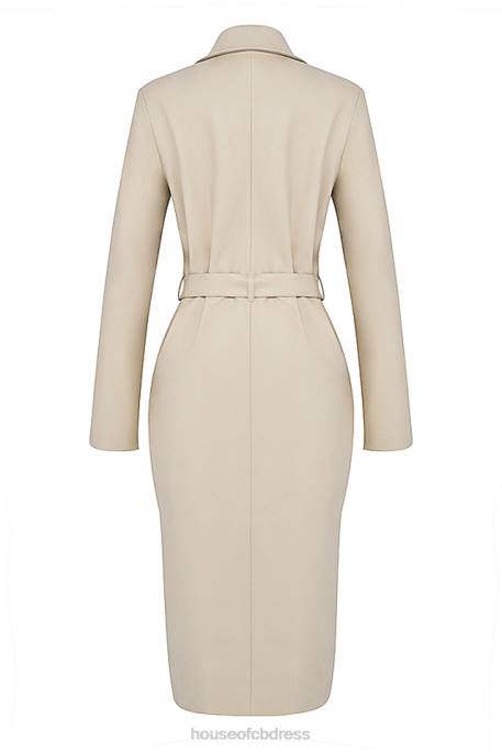 House of CB Ariel Beige Vegan Leather Trench Coat Clothing 4H6N1030