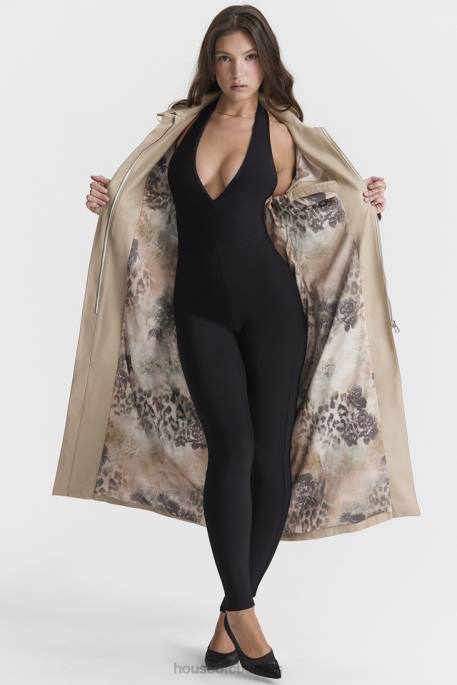House of CB Ariel Beige Vegan Leather Trench Coat Clothing 4H6N1030