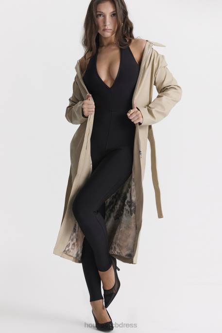 House of CB Ariel Beige Vegan Leather Trench Coat Clothing 4H6N1030