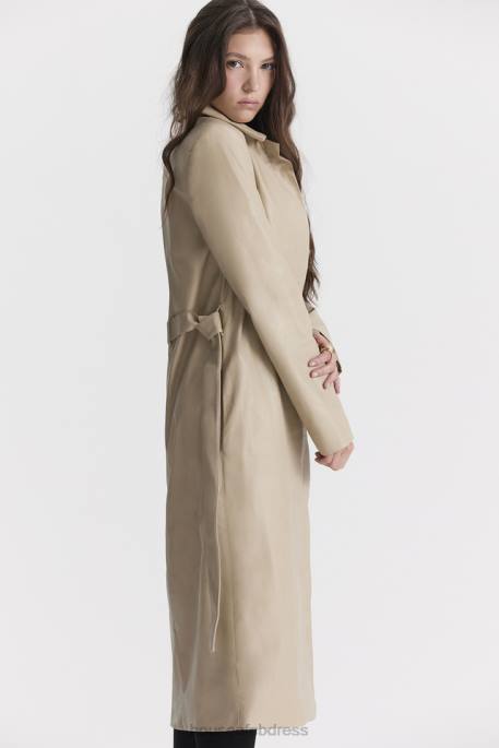 House of CB Ariel Beige Vegan Leather Trench Coat Clothing 4H6N1030