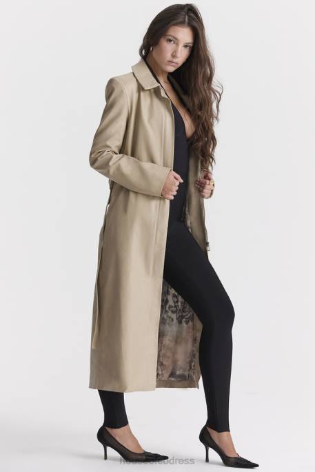 House of CB Ariel Beige Vegan Leather Trench Coat Clothing 4H6N1030