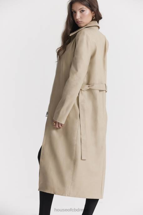 House of CB Ariel Beige Vegan Leather Trench Coat Clothing 4H6N1030