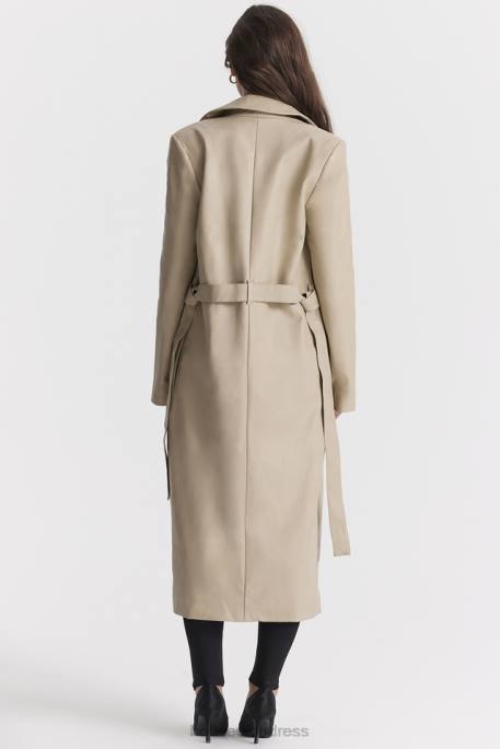 House of CB Ariel Beige Vegan Leather Trench Coat Clothing 4H6N1030