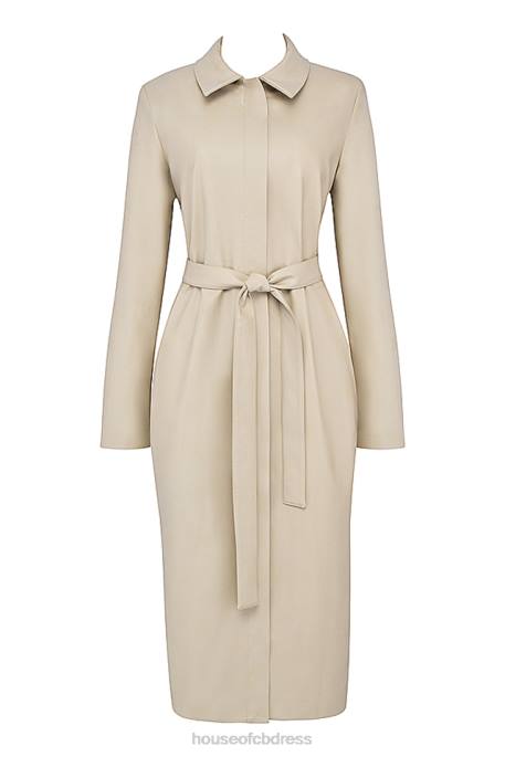House of CB Ariel Beige Vegan Leather Trench Coat Clothing 4H6N1030