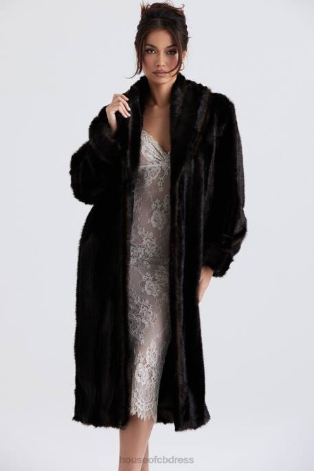 House of CB Callie Dark Brown Faux Fur Coat Clothing 4H6N1036