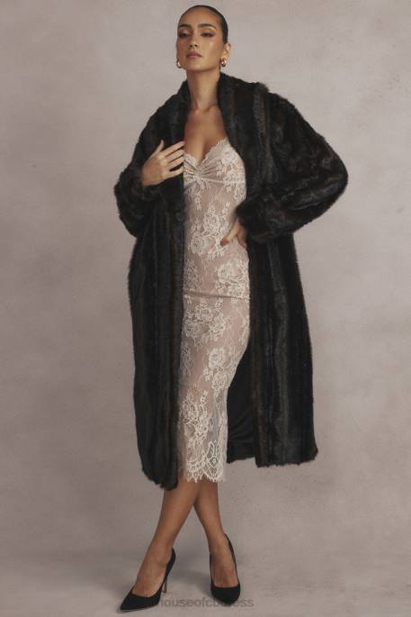 House of CB Callie Dark Brown Faux Fur Coat Clothing 4H6N1036