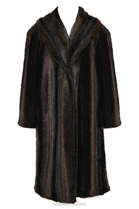 House of CB Callie Dark Brown Faux Fur Coat Clothing 4H6N1036