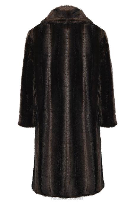 House of CB Callie Dark Brown Faux Fur Coat Clothing 4H6N1036