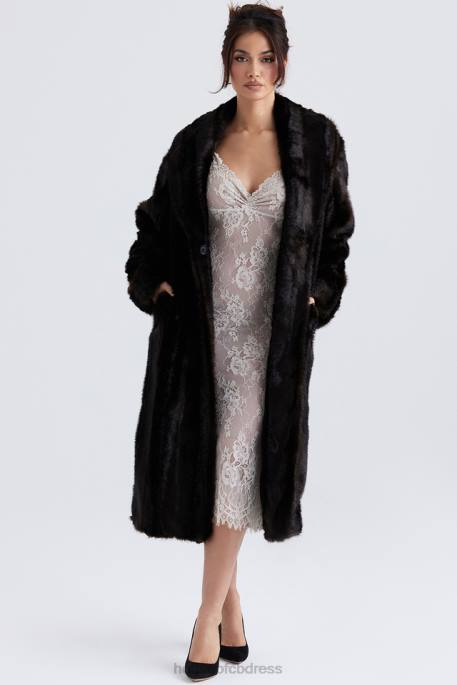 House of CB Callie Dark Brown Faux Fur Coat Clothing 4H6N1036