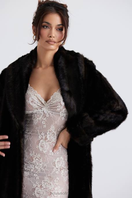 House of CB Callie Dark Brown Faux Fur Coat Clothing 4H6N1036