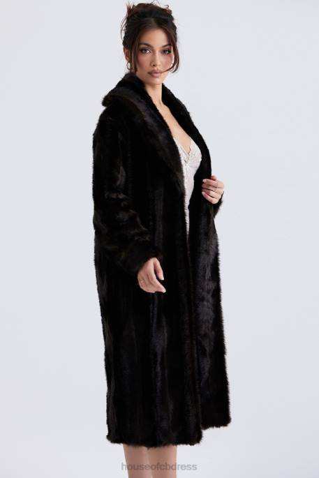 House of CB Callie Dark Brown Faux Fur Coat Clothing 4H6N1036