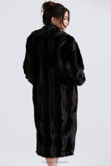 House of CB Callie Dark Brown Faux Fur Coat Clothing 4H6N1036