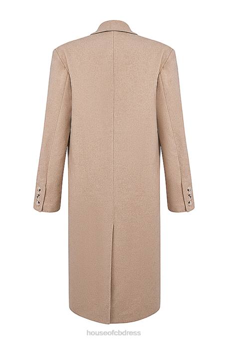 House of CB Carter Oatmeal Double Breasted Coat Clothing 4H6N1027