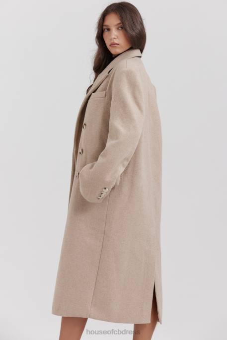 House of CB Carter Oatmeal Double Breasted Coat Clothing 4H6N1027