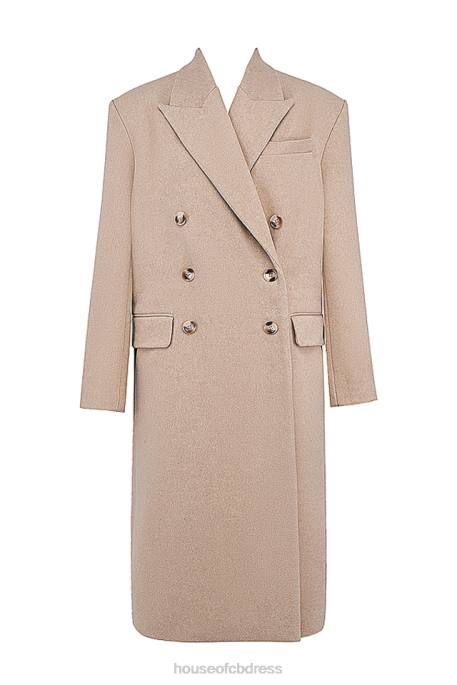 House of CB Carter Oatmeal Double Breasted Coat Clothing 4H6N1027