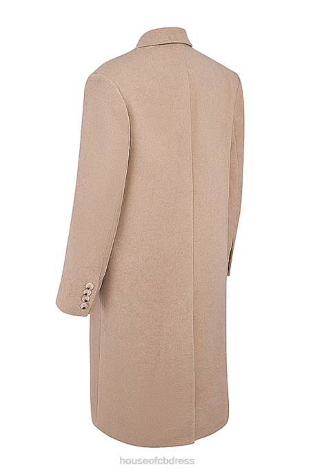 House of CB Carter Oatmeal Double Breasted Coat Clothing 4H6N1027