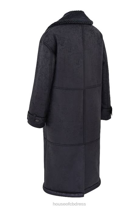 House of CB Deiji Grey Vegan Shearling Coat Clothing 4H6N1024