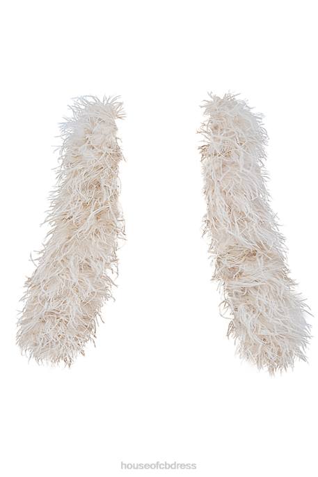 House of CB Ash Off White Marabou Sleeve Jacket Clothing 4H6N1037