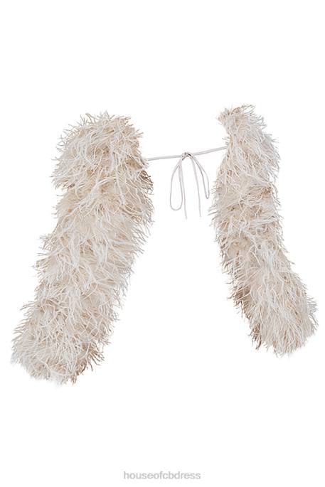 House of CB Ash Off White Marabou Sleeve Jacket Clothing 4H6N1037