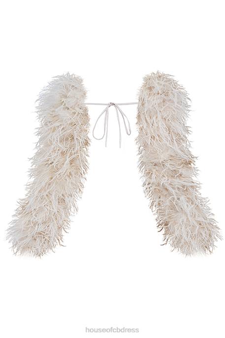 House of CB Ash Off White Marabou Sleeve Jacket Clothing 4H6N1037