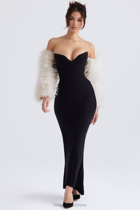 House of CB Ash Off White Marabou Sleeve Jacket Clothing 4H6N1037