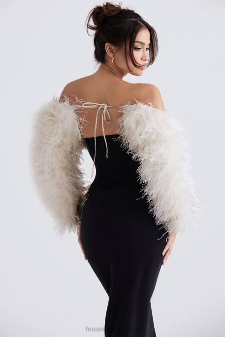 House of CB Ash Off White Marabou Sleeve Jacket Clothing 4H6N1037