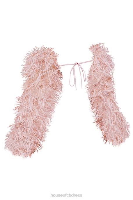House of CB Ash Soft Pink Marabou Sleeve Jacket Clothing 4H6N1035