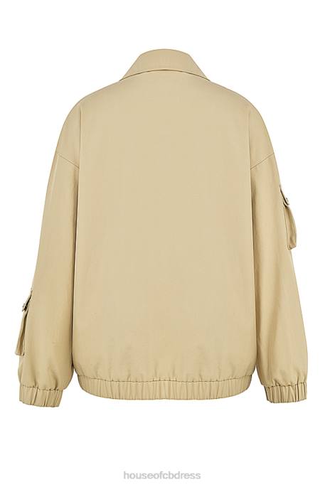 House of CB Cami Taupe Oversized Track Jacket Clothing 4H6N1042