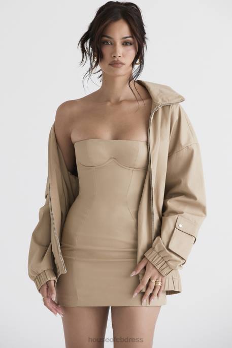 House of CB Cami Taupe Oversized Track Jacket Clothing 4H6N1042