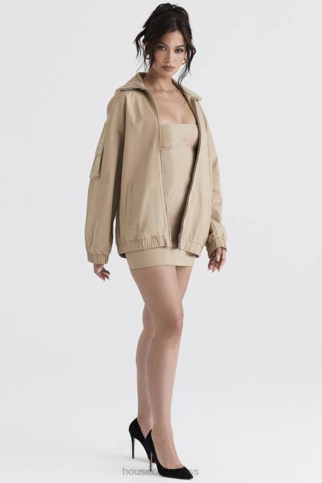 House of CB Cami Taupe Oversized Track Jacket Clothing 4H6N1042