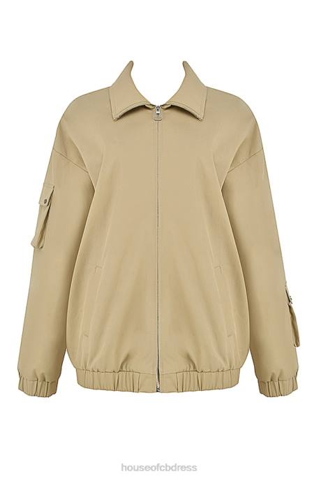 House of CB Cami Taupe Oversized Track Jacket Clothing 4H6N1042