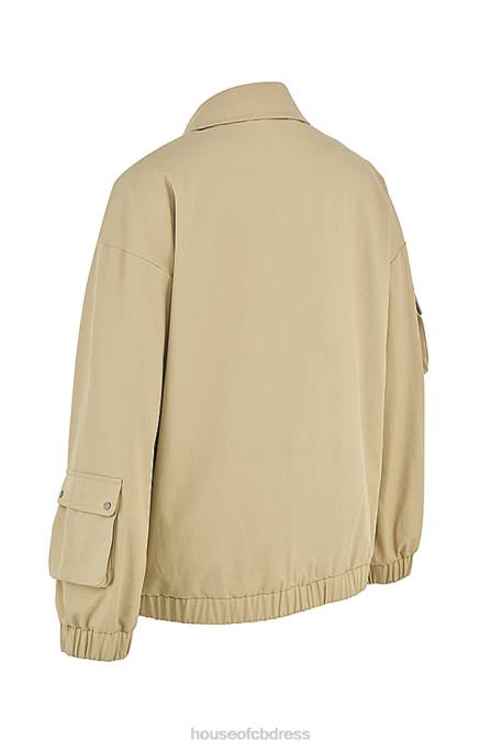House of CB Cami Taupe Oversized Track Jacket Clothing 4H6N1042