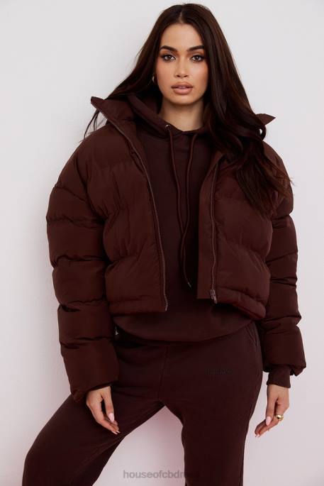 House of CB Hero Chocolate Oversized C Shape Puffer Jacket Clothing 4H6N1047