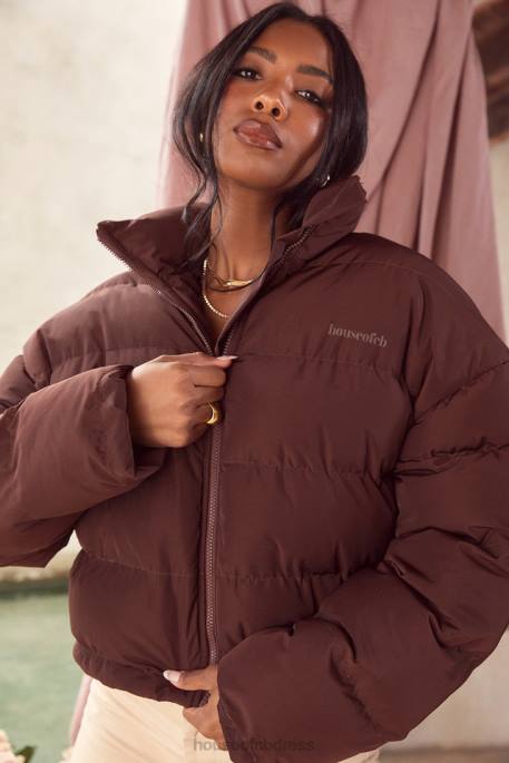 House of CB Hero Chocolate Oversized C Shape Puffer Jacket Clothing 4H6N1047