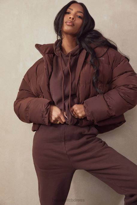 House of CB Hero Chocolate Oversized C Shape Puffer Jacket Clothing 4H6N1047