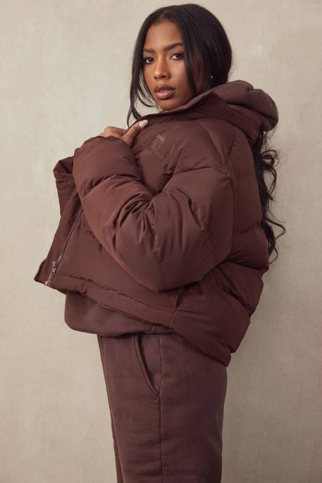 House of CB Hero Chocolate Oversized C Shape Puffer Jacket Clothing 4H6N1047