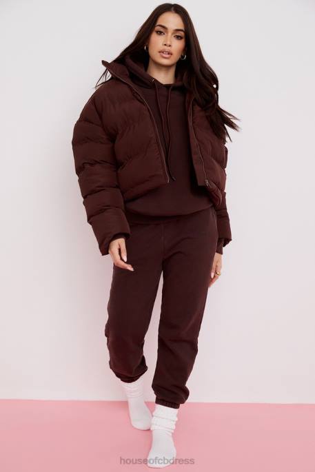 House of CB Hero Chocolate Oversized C Shape Puffer Jacket Clothing 4H6N1047
