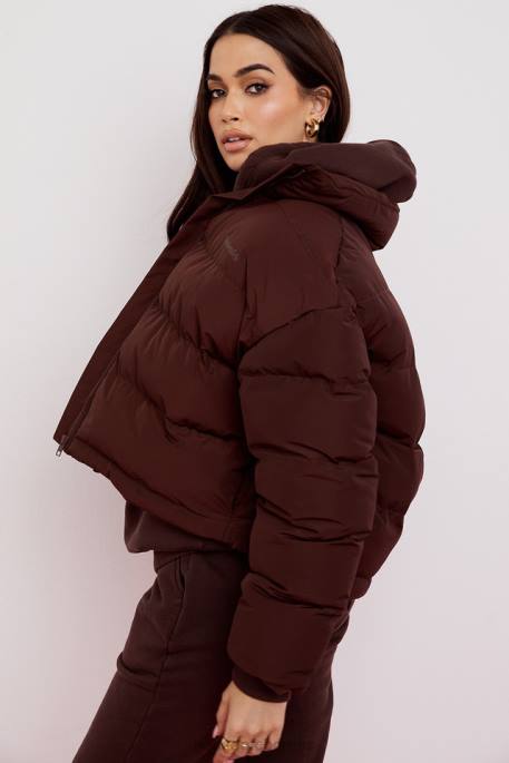 House of CB Hero Chocolate Oversized C Shape Puffer Jacket Clothing 4H6N1047